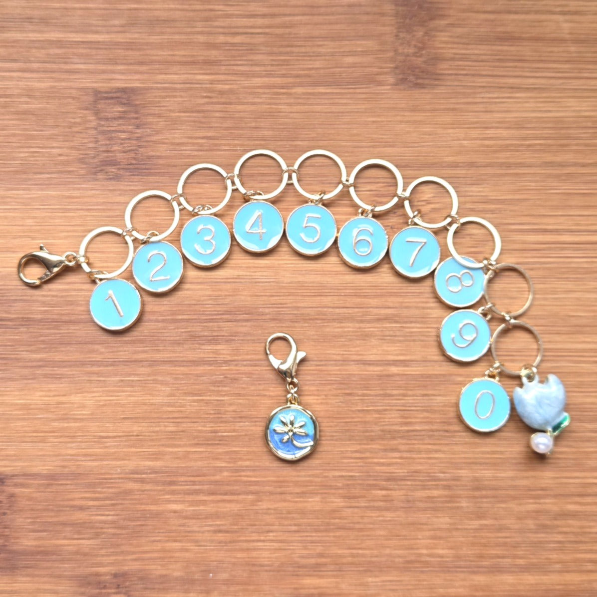 Garden Bliss Progress Keeper Chain / Numbered Stitch Markers Chain / Row Counter Chain / Knitting Crochet Stitch Markers / Notions