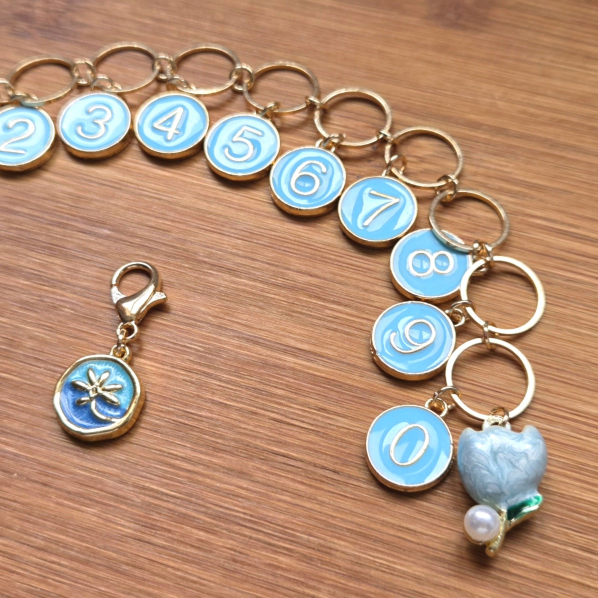 Garden Bliss Progress Keeper Chain / Numbered Stitch Markers Chain / Row Counter Chain / Knitting Crochet Stitch Markers / Notions