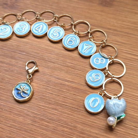 Garden Bliss Progress Keeper Chain / Numbered Stitch Markers Chain / Row Counter Chain / Knitting Crochet Stitch Markers / Notions