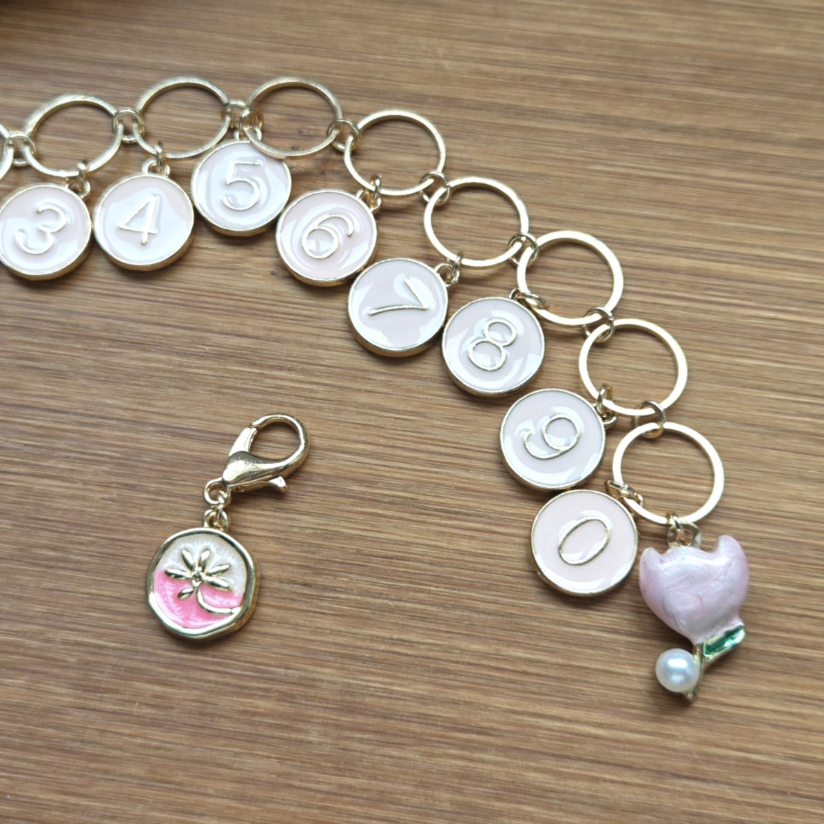 Garden Bliss Progress Keeper Chain / Numbered Stitch Markers Chain / Row Counter Chain / Knitting Crochet Stitch Markers / Notions