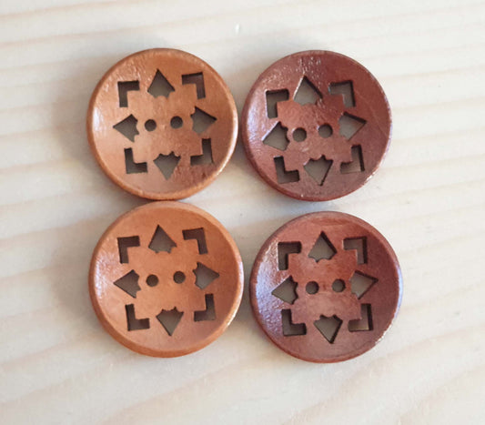 GEOMETRY / Brown 2-Hole Wooden Buttons / 20mm (Set of 6)