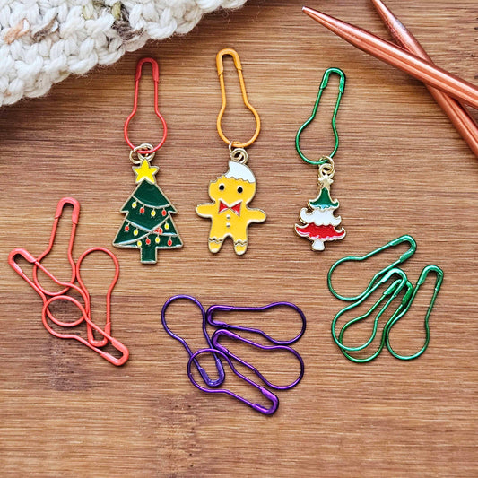 CHRISTMAS GINERBREAD MAN & Tree - 15 pieces / Removable Stitch Markers / Knitting Crochet Notions