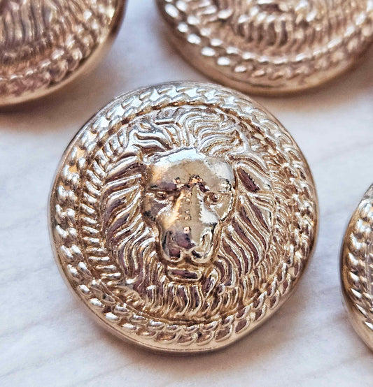 VINTAGE GOLDEN LION Shank - Light Gold / 12-25mm / Set of 4 buttons / Metal Alloy Shank Buttons / Sewing Buttons