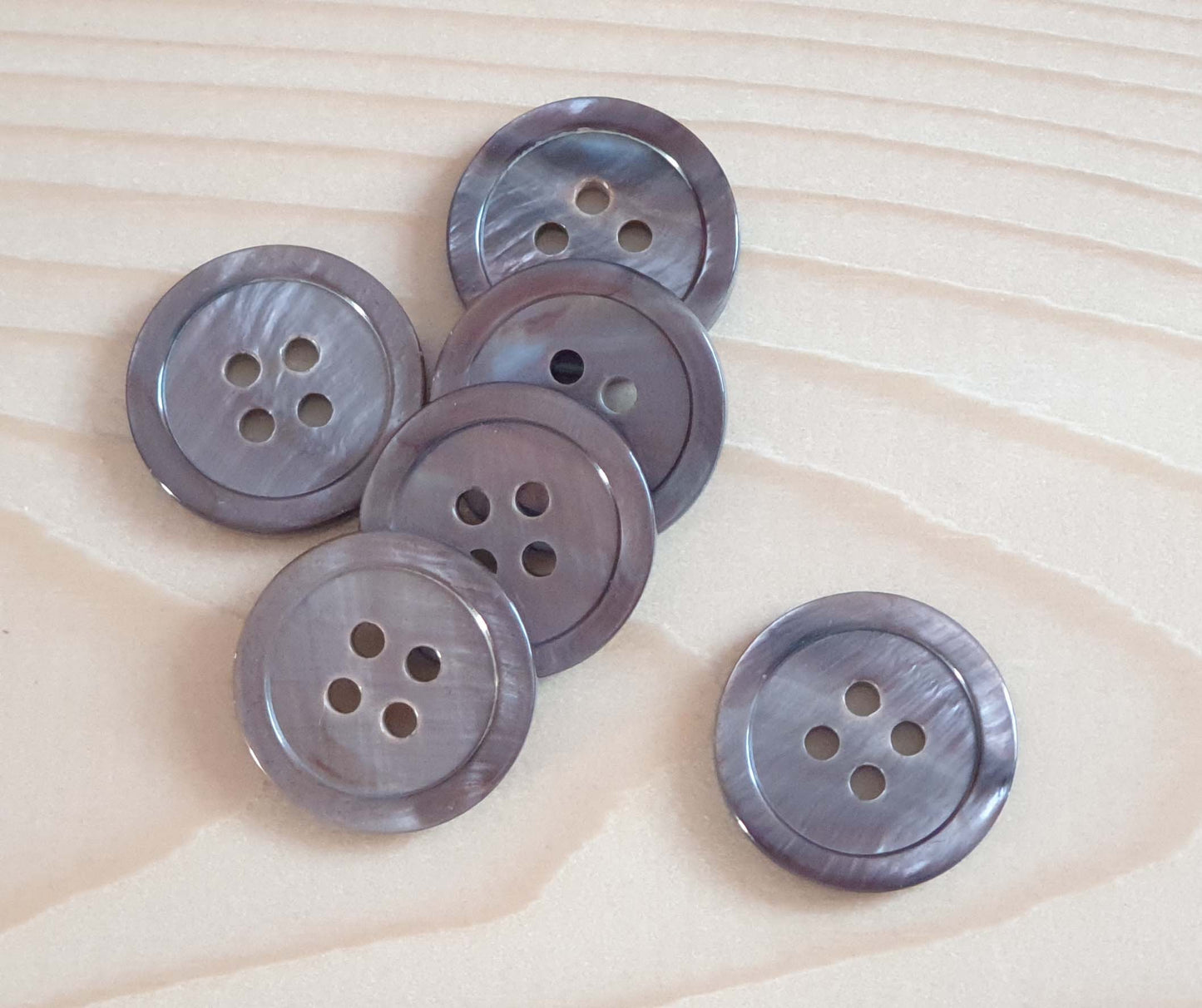 GREY MOP (Brownish) Seashell Buttons — Natural Shell 4-Hole Sewing Buttons 10-25mm