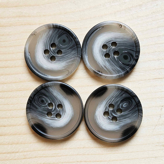 RESIN GREY TORTOISE SHELL / Resin Buttons / 15-25mm (Set of 6)