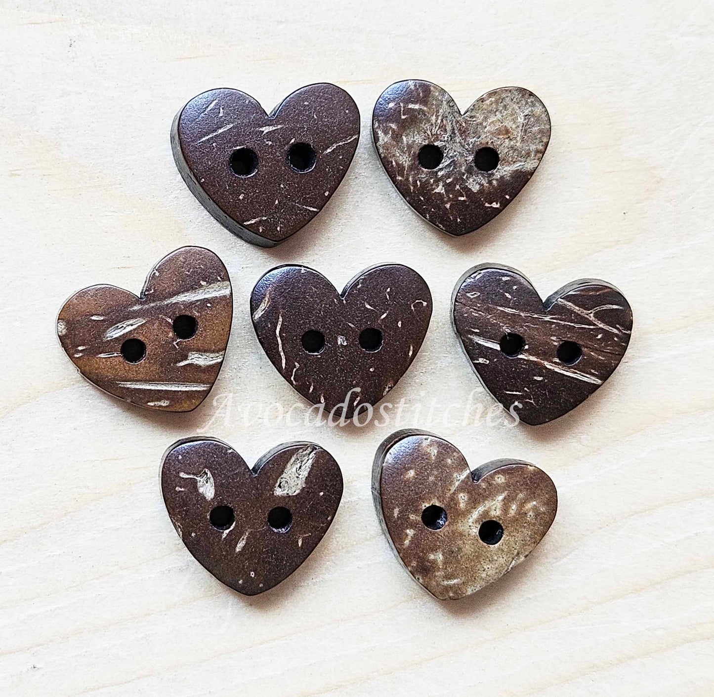 COCO HEART / 15*13mm - 6 buttons / Coconut Buttons / Sewing Buttons