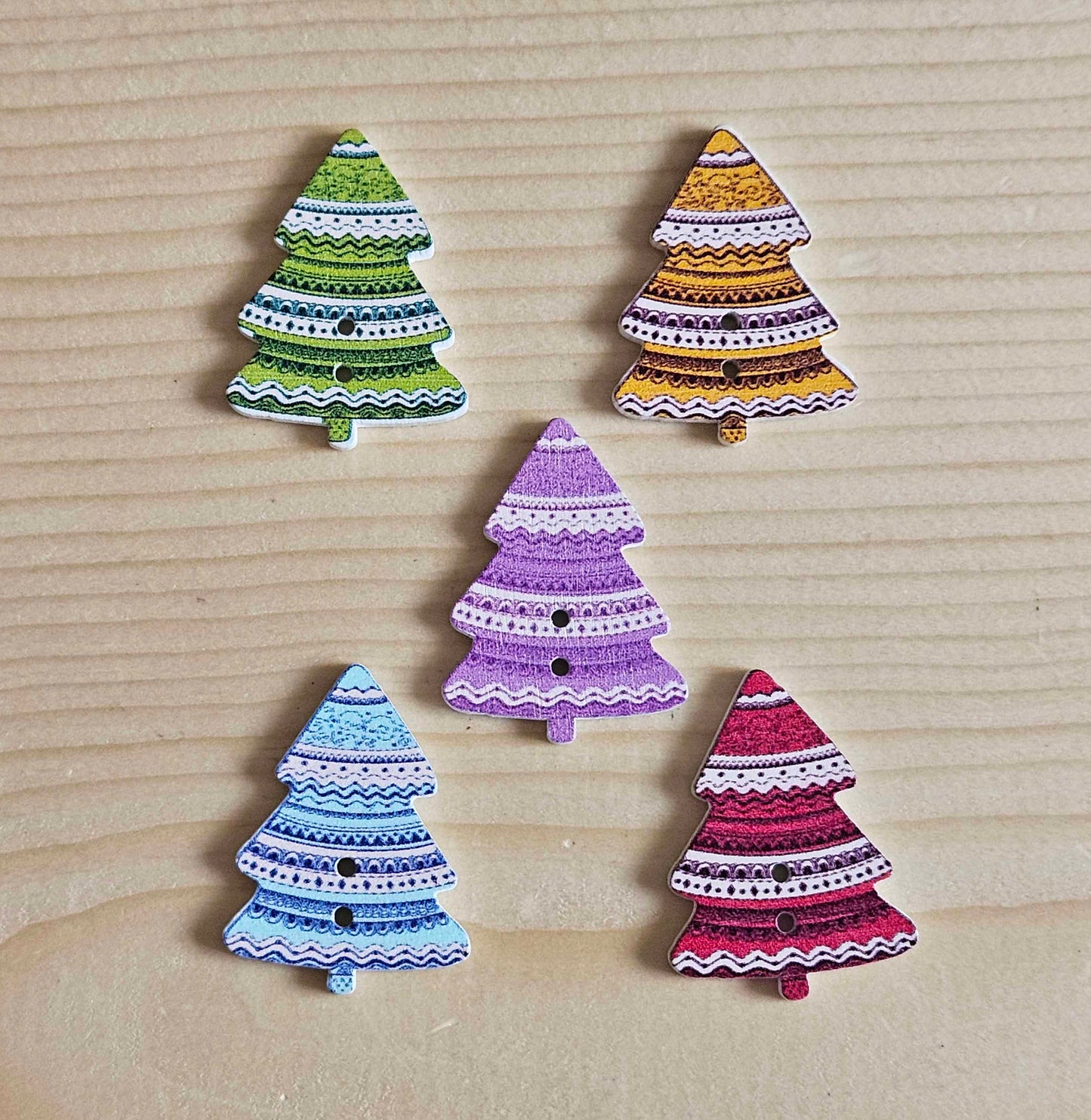 HOLIDAY TREE / 35*25mm / Wooden Buttons / Sewing Buttons