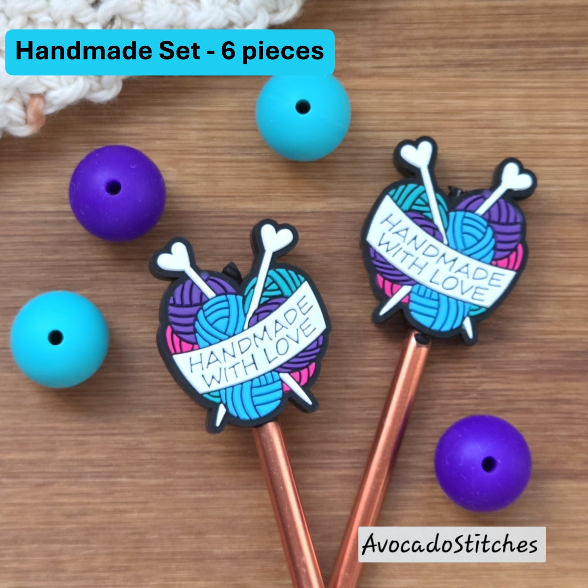 HANDMADE YARN HEART Stitch Stoppers / Knitting Needle Toppers / Point Protection / Notions