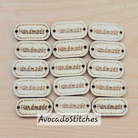 HANDMADE / 24*12mm / Set of 10 / Wooden Tag