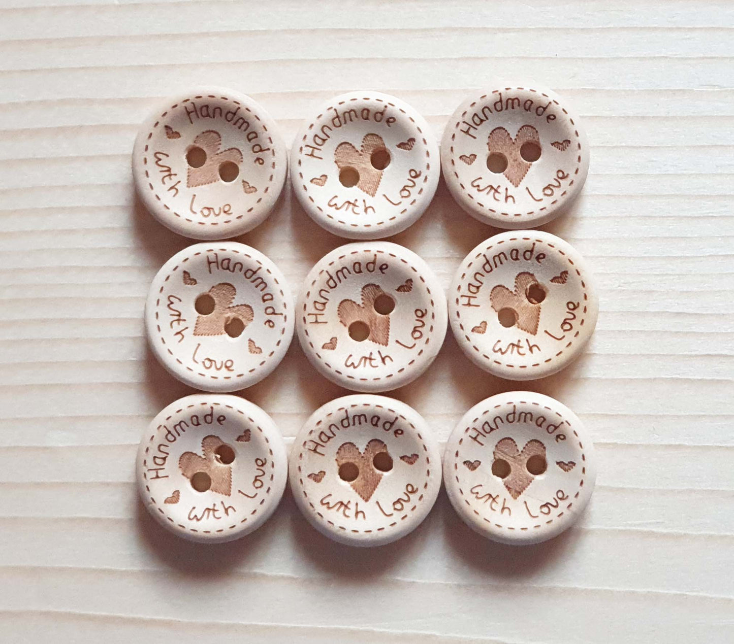 HANDMADE WITH LOVE / Unvarnished Wooden Buttons / 15-25mm (Set of 10)