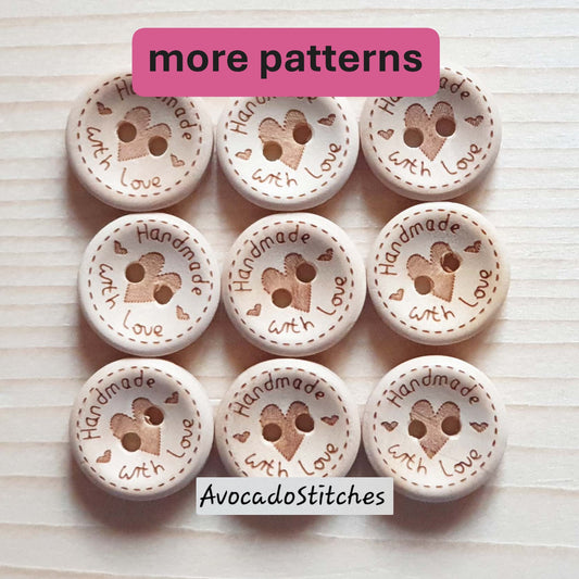 HANDMADE with Love / 15-25mm / Unvarnished Wooden Buttons / Sewing Buttons