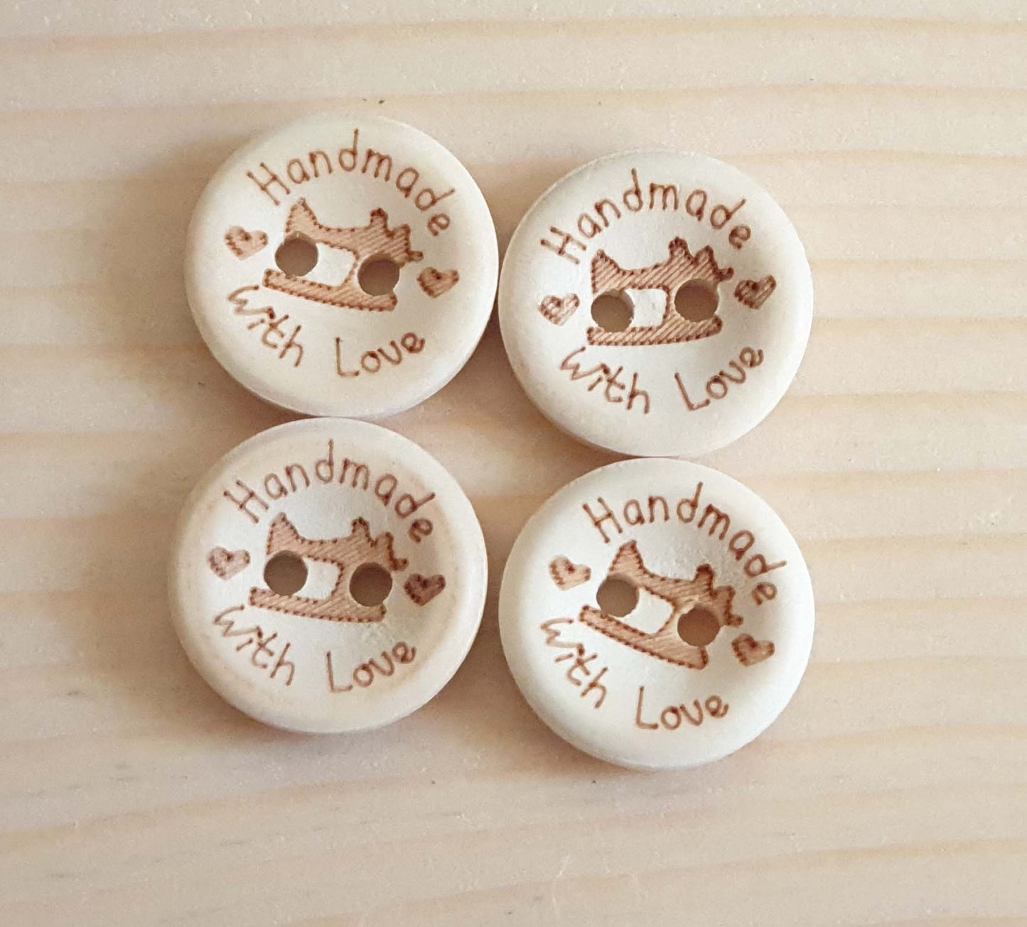 SEWING HANDMADE WITH LOVE / 15-25mm / Unvarnished Wooden Buttons / Sewing Buttons