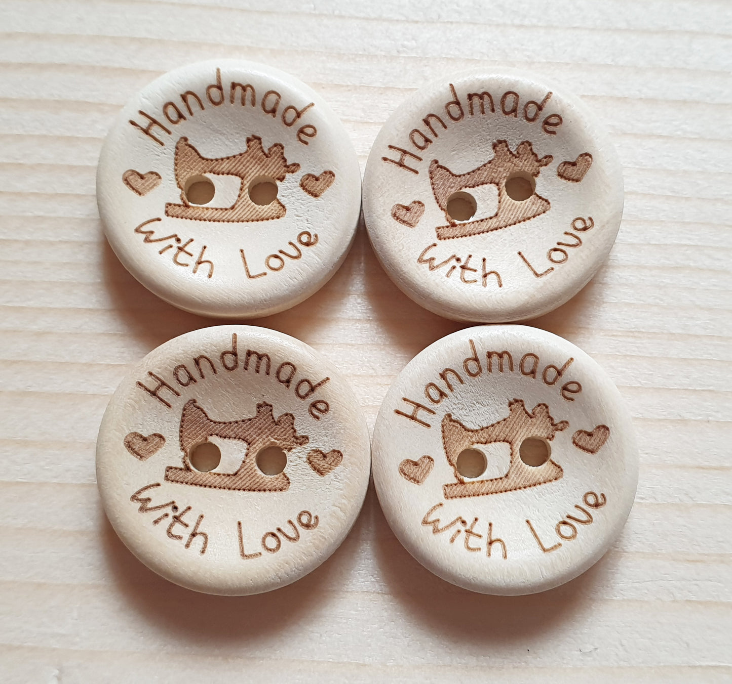 SEWING HANDMADE WITH LOVE / 15-25mm / Unvarnished Wooden Buttons / Sewing Buttons