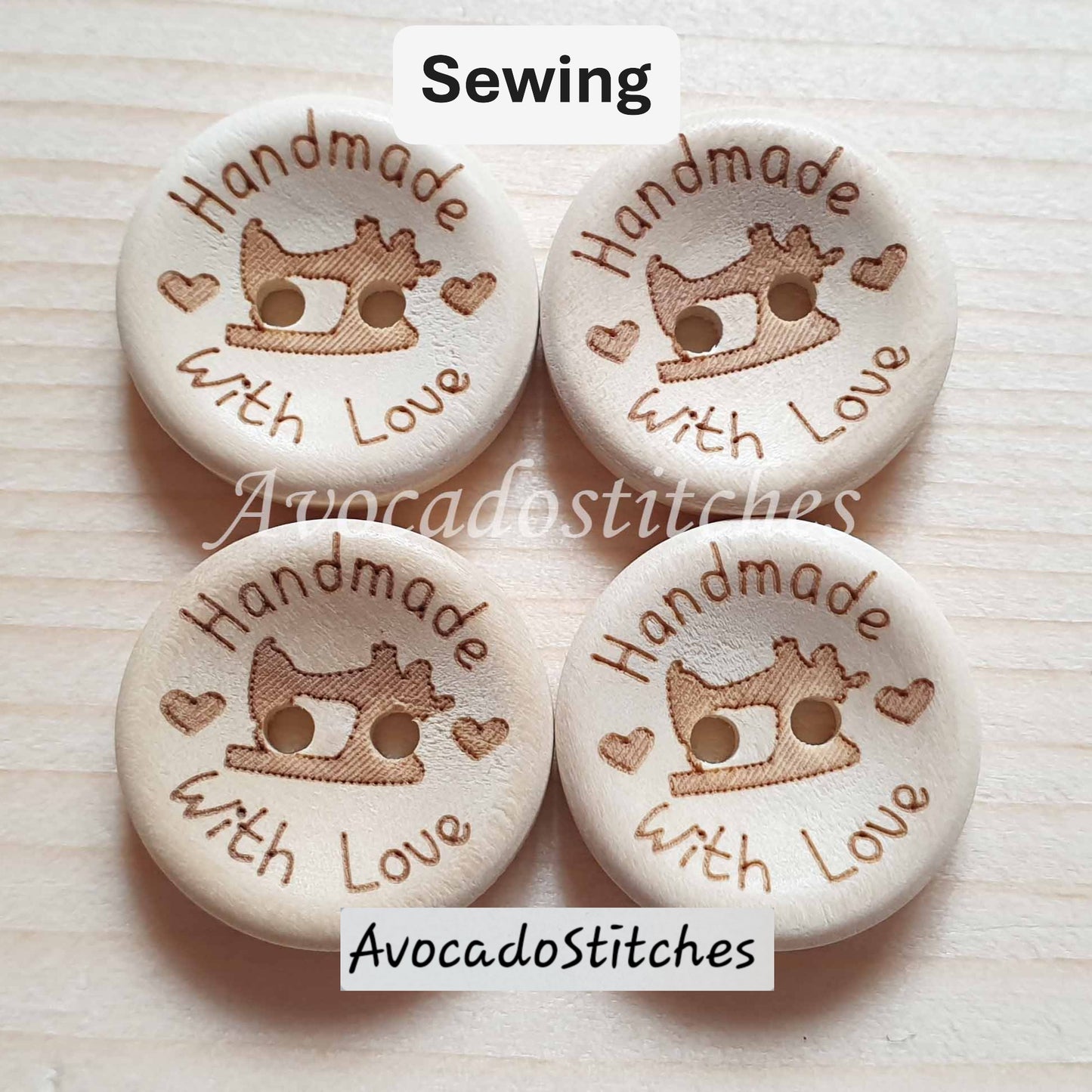 HANDMADE with Love / 15-25mm / Unvarnished Wooden Buttons / Sewing Buttons