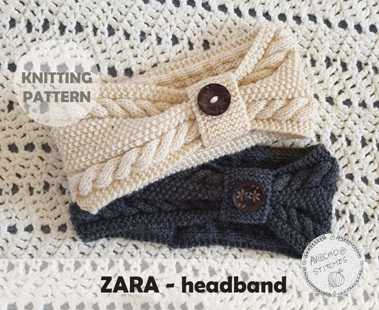 ZARA HEADBAND (Digital Knitting Pattern) / Simple Cable  Ear Warmer Pattern /  Digital Knitting Pattern / PDF Pattern