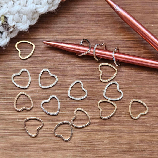 Clearance // HEART Stitch Markers / 10*10mm Small / Set of 6 / Knitting Notions