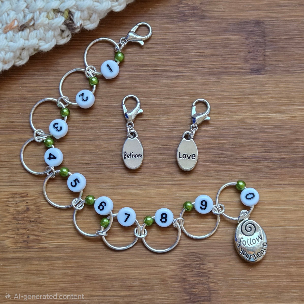 HEARTFELT JOURNEY Progress Keeper Chain / Numbered Stitch Markers Chain / Row Counter Chain / Knitting Stitch Markers / Notions