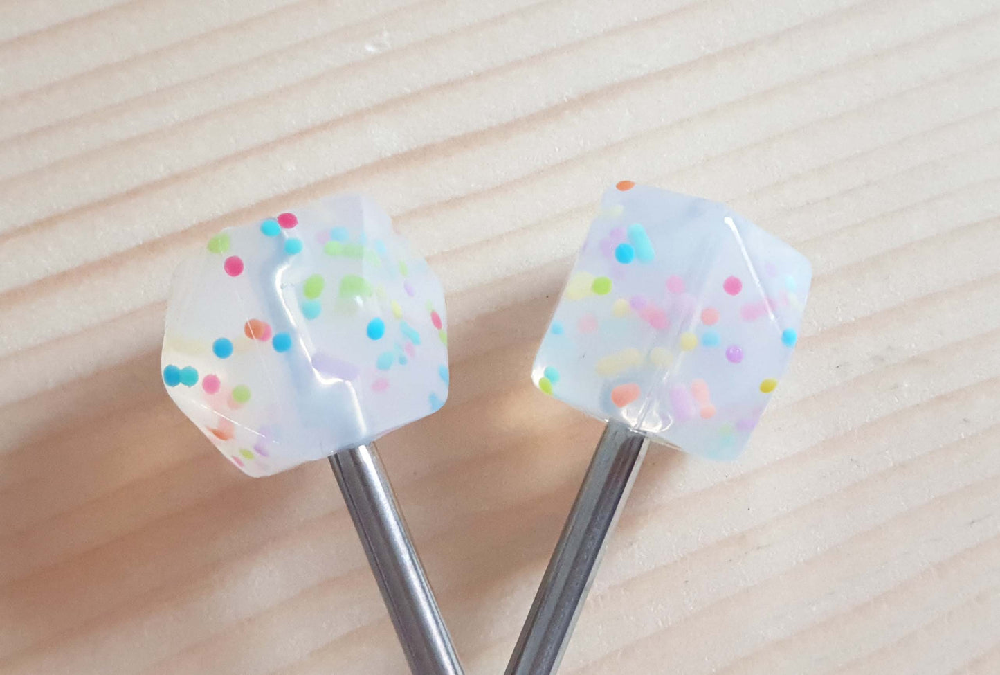 HEXAGONAL CONFETTI STITCH STOPPERS / Knitting Needle Stoppers / Point Protection / Notions