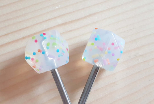 HEXAGONAL CONFETTI STITCH STOPPERS / Knitting Needle Stoppers / Point Protection / Notions