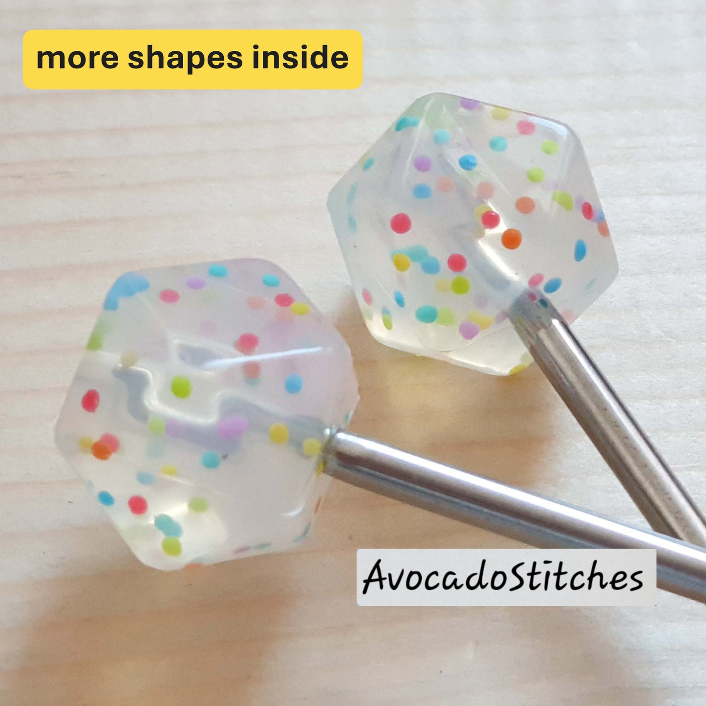 CONFETTI Stitch Stoppers / Knitting Needle Toppers / Point Protection / Notions