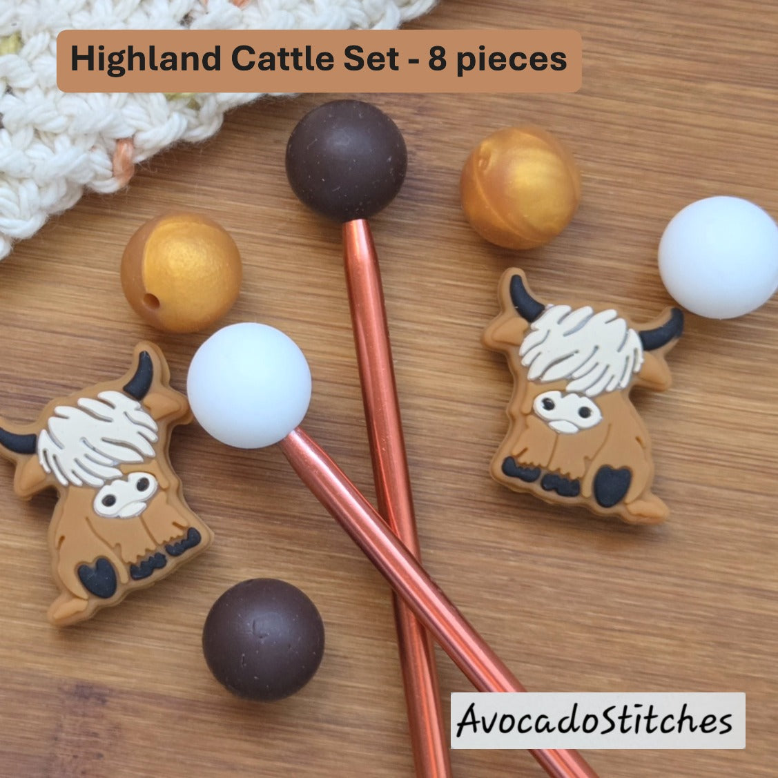 HIGHLAND CATTLE Stitch Stoppers / Knitting Needle Toppers / Point Protection / Notions