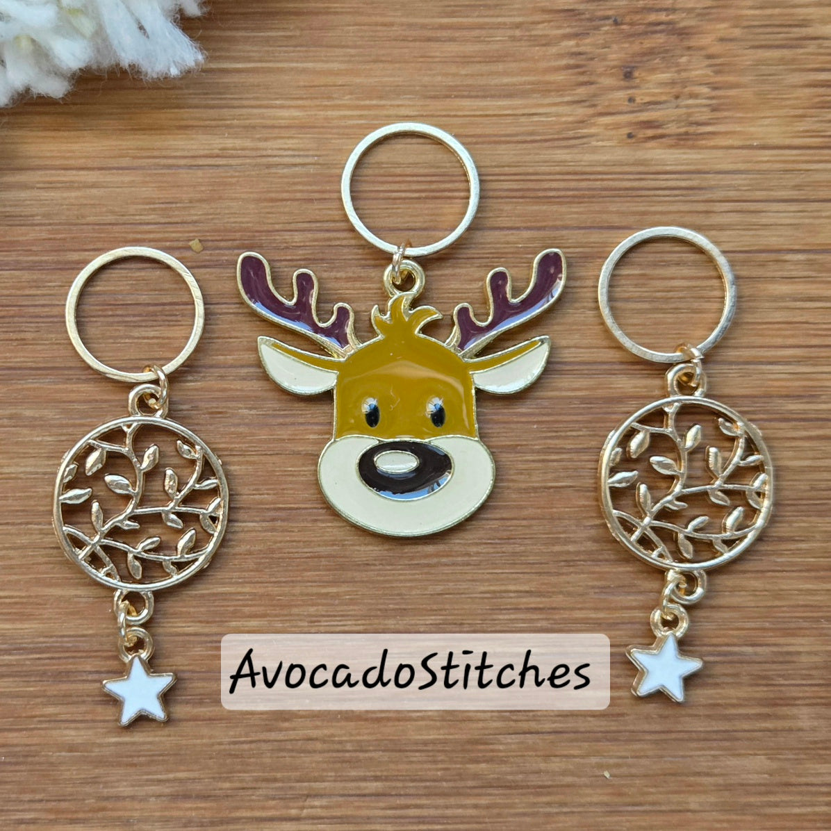 HOLIDAY DEER - Set of 4 / Knitting Crochet Stitch Markers / Notions
