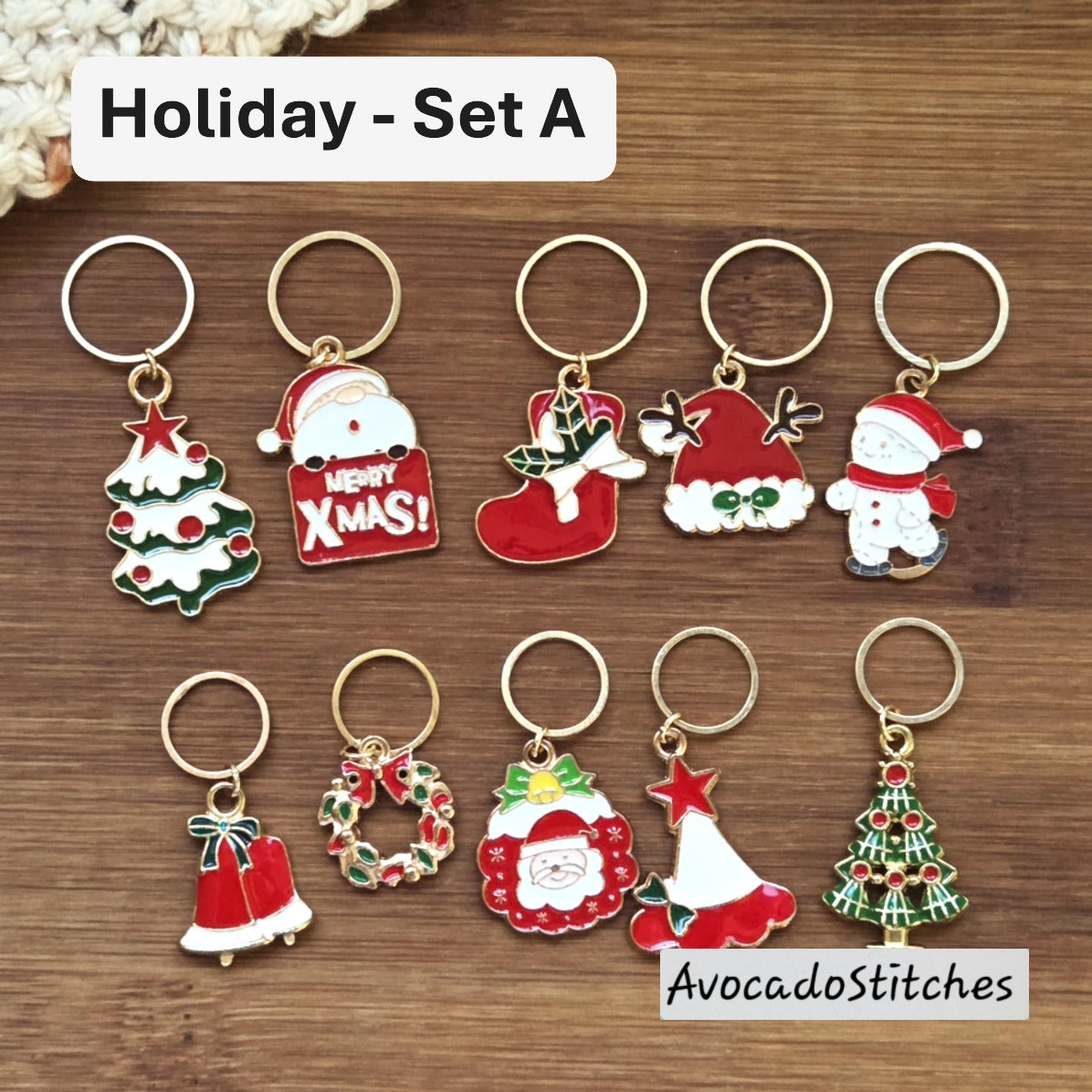 Clearance // HOLIDAY SET - 10 pieces (Small & Large Ring Set) / Knitting Stitch Markers / Notions (AB)