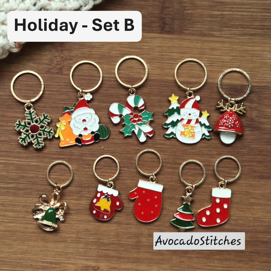 Clearance // HOLIDAY SET - 10 pieces (Small & Large Ring Set) / Knitting Stitch Markers / Notions (AB)