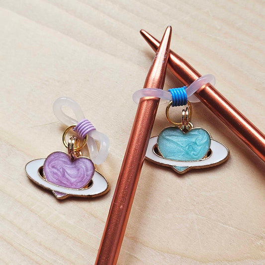 PLANETS' LOVE - Knitting Needle Huggers / Set of 2 / Stitch Stoppers / Stitch Huggers / Notions