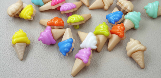 ICE-CREAM RESIN / 14*22mm / Set of 10 buttons / Kid Child Shank Buttons / Sewing Buttons