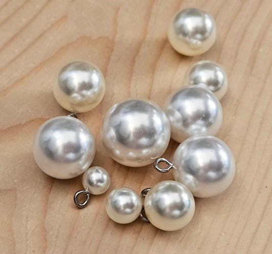 IMITATION WHITE PEARL Shank / 8-20mm / Resin Metal Shank Buttons / Sewing Buttons