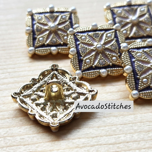 IMPEARILA MANDALA / 23mm - 2 buttons / Metal Shank with Imitation Pearls Buttons / Sewing Buttons