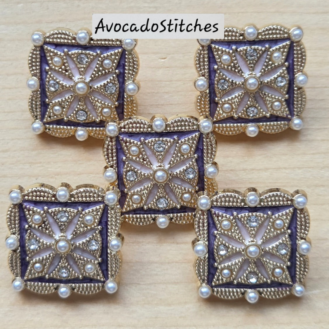 IMPEARILA MANDALA / 23mm - 2 buttons / Metal Shank with Imitation Pearls Buttons / Sewing Buttons