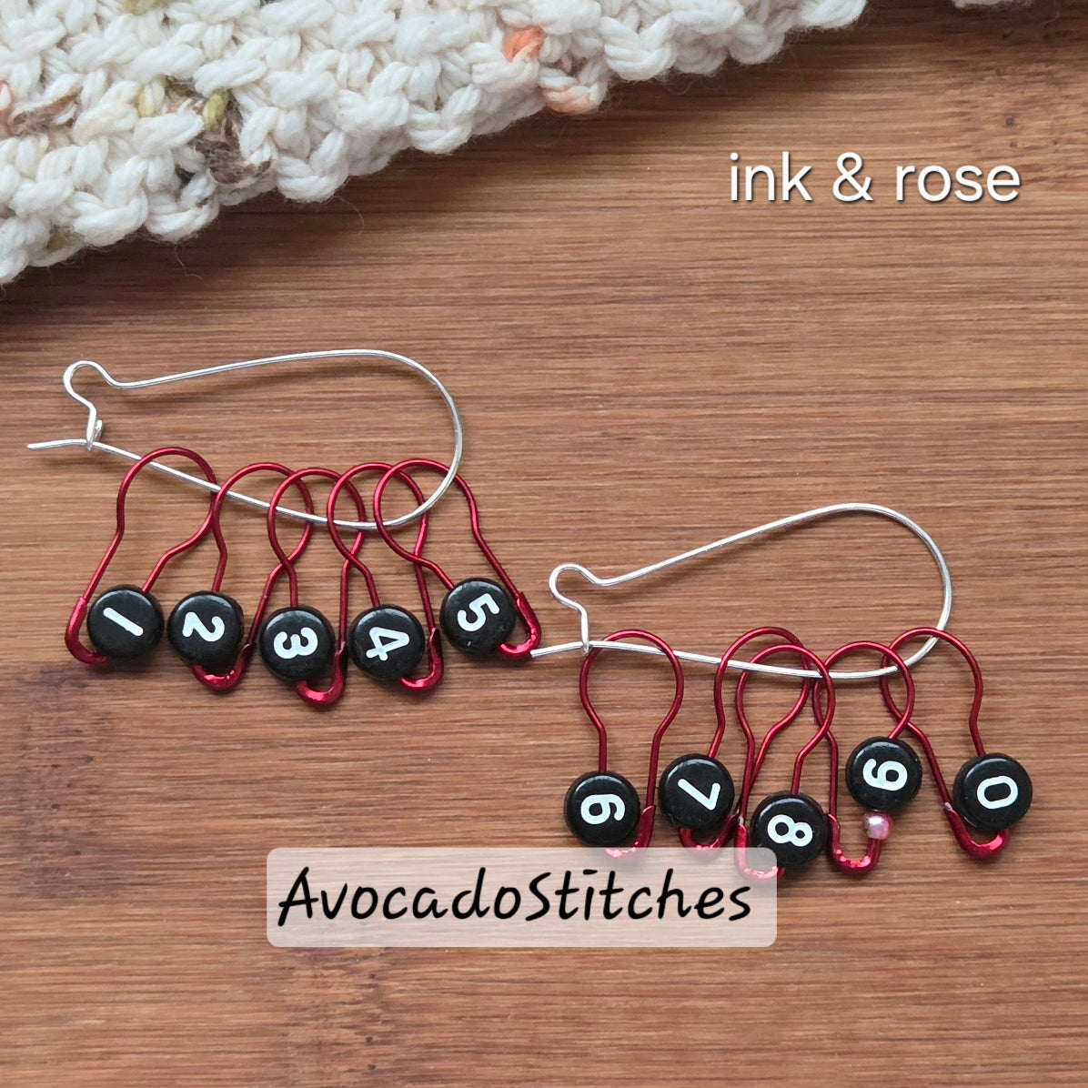 METALLIC BLACK BEAUTIES / Set of 12 / Numbered Bulb Pins Stitch Marker Set / Crochet Knitting Stitch Markers / Notions