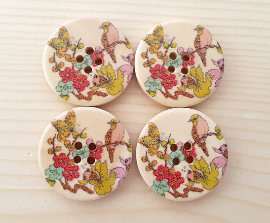 JAPANESE GARDEN / 30mm / Set of 6 buttons / Wooden Buttons / Sewing Buttons