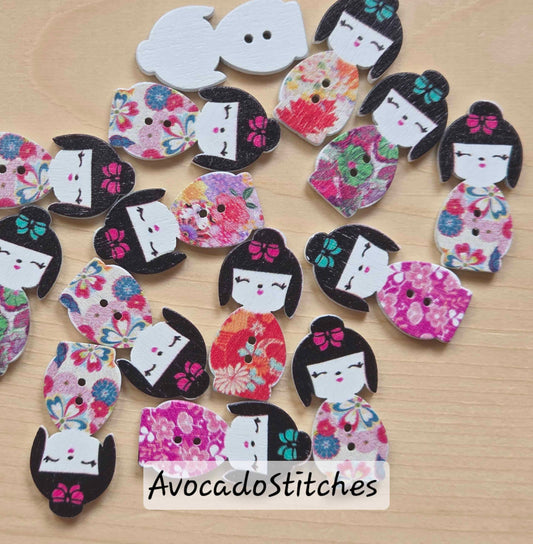 JAPANESE KIMONO / 31*15mm / 8 buttons / Wooden Buttons / Sewing Buttons
