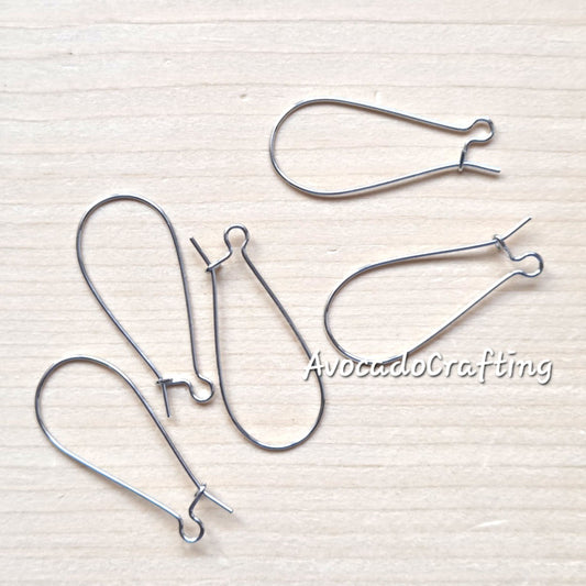 50pcs (25 pairs) // Metal Alloy / Kidney Earring Hoops  / 33*14mm / Jewelry Making