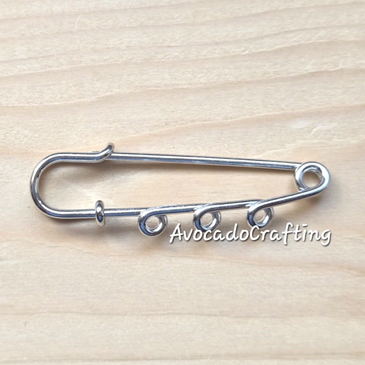 Stainless Steel / Safety Pins / 5 pieces / 50*15mm / 3 loops / Kilt Pins