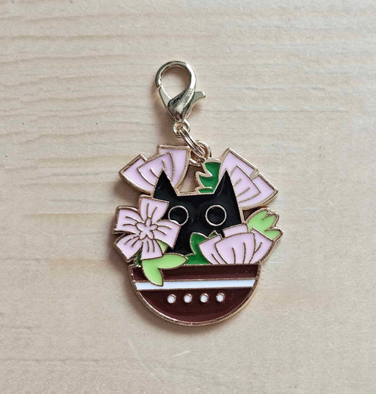 KITTEN & CHERRY BLOSSOM / Planner Charm / Journal Charm / Zipper Pull / Bookmark Charm / Planner accessories