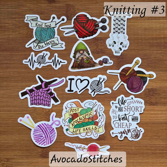 Knit Lovers / Waterproof Sticker Pack / 12 Designs (knit #3)