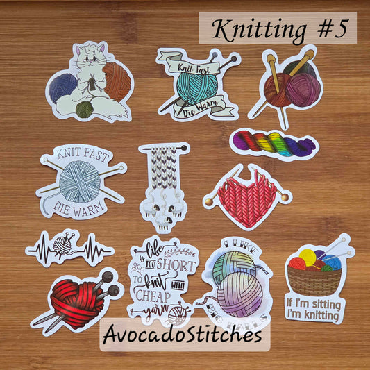 Knit Lovers / Waterproof Sticker Pack / 12 Designs (knit #5)
