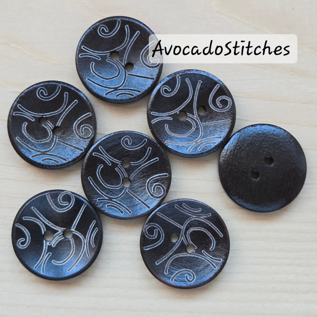 KORU / 20mm - 5 buttons / Wooden Buttons / Sewing Buttons