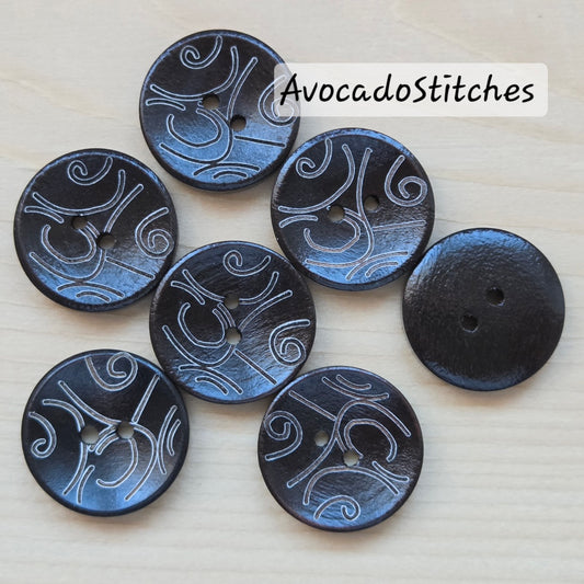 KORU / 20mm - 5 buttons / Wooden Buttons / Sewing Buttons