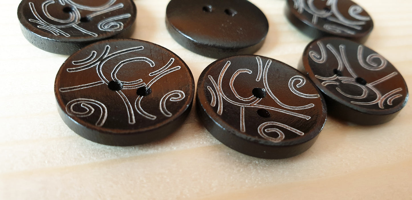 KORU / 20mm / Wooden Buttons / Sewing Buttons