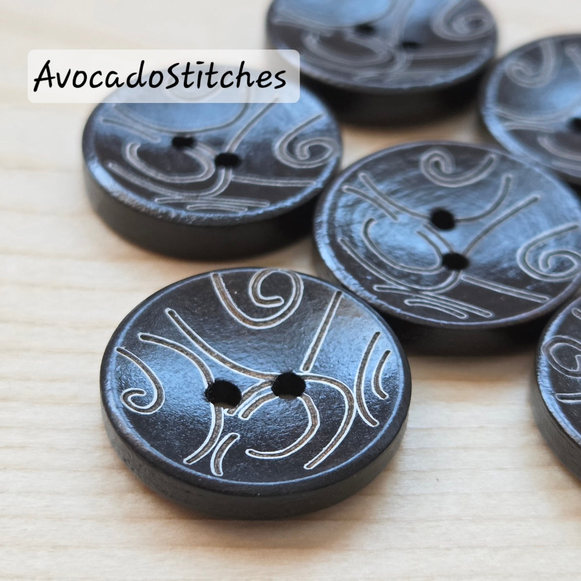 KORU / 20mm - 5 buttons / Wooden Buttons / Sewing Buttons