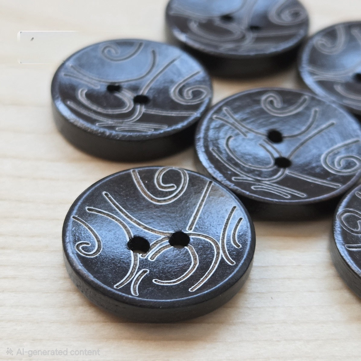 KORU / Brown 2-Hole Wooden Buttons / 20mm (Set of 5)