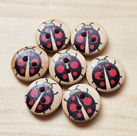 LADYBUG / 15mm - 8 buttons / Wooden Buttons / Sewing Buttons