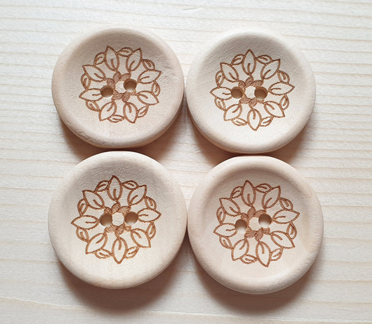 AvoDesigns LEAFY FLOWER / 20mm 30mm / Wooden Buttons / Unvarnished Buttons / Sewing Buttons