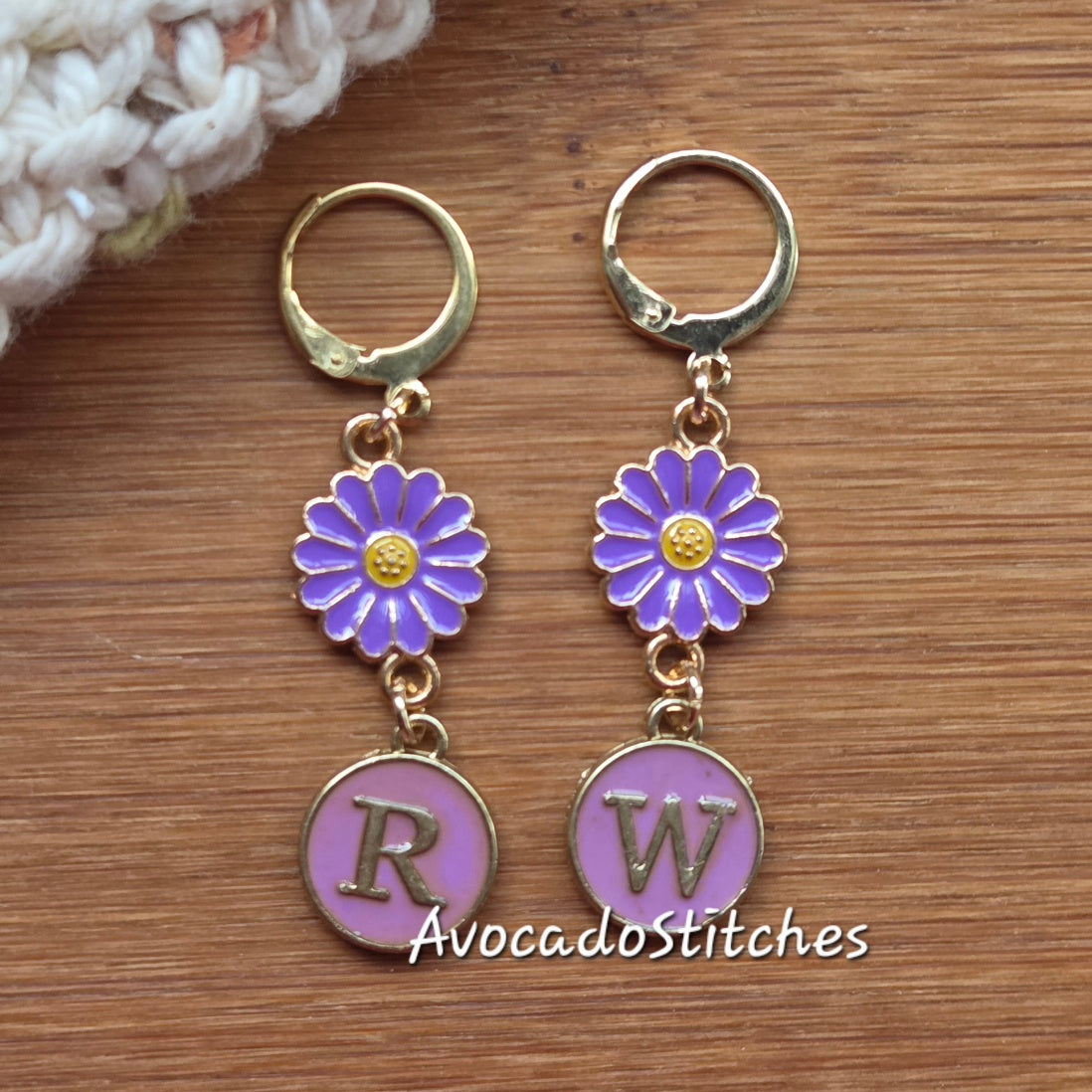 DAISY Right & Wrong Side Stitch Markers / 2 pcs / Knitting Crochet Markers / Notions