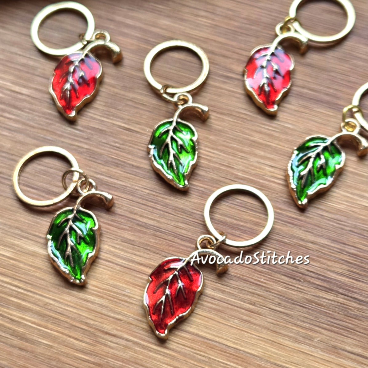 Clearance // LEAF - 6 pieces / Knitting Crochet Stitch Markers / Notions